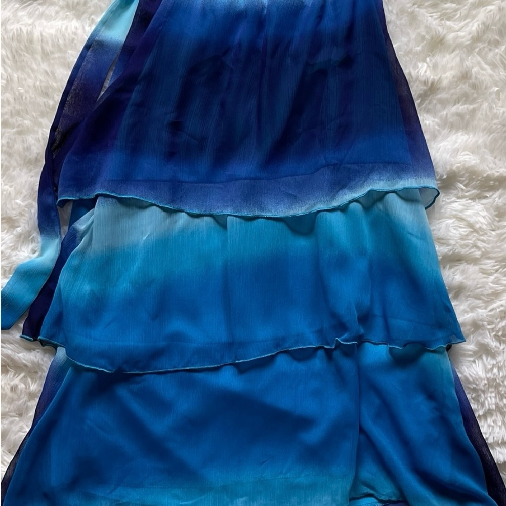Lane Bryant Blue Ombré Tiered Chiffon Blouse Sleeveless Swing Top Size 16 - Picture 10 of 14